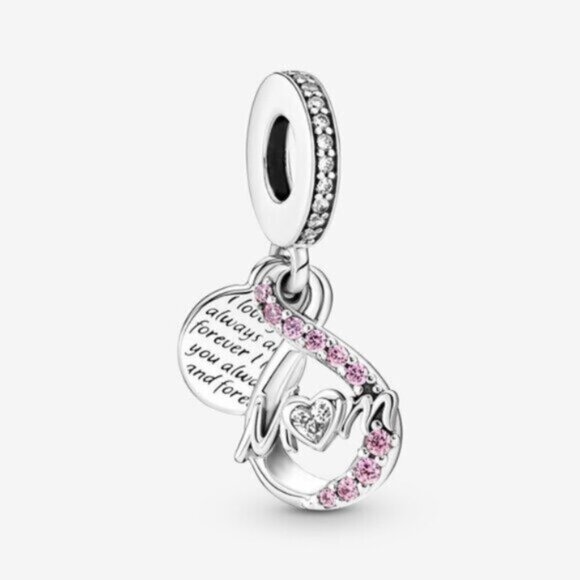 Pandora Mom Infinity Pav Double Dangle Charm - Picture 1 of 6